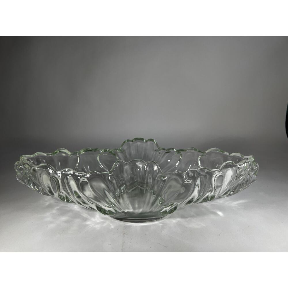 Gorgeous Vintage Clear Crystal Glass Gondola Boat Serving Dish Bowl Unique 4 lbs